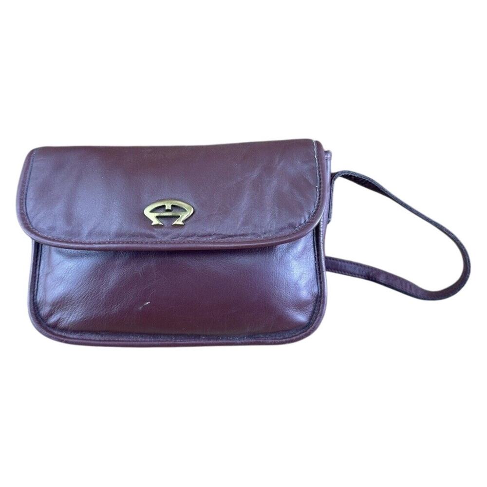 Etienne Aigner Designer Handcrafted Maroon Leather Crossbody Purse